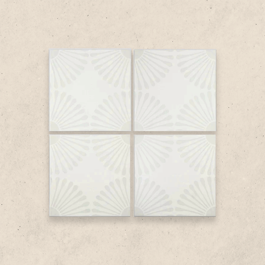 7.5" X 7.5" Patterned Clay Tile, 100% Natural, For Flooring - Emmeline