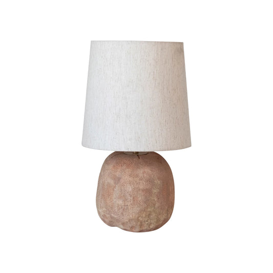 Lampe sur table en terracotta avec abat-jour en coton - Collection Terra - #8989
