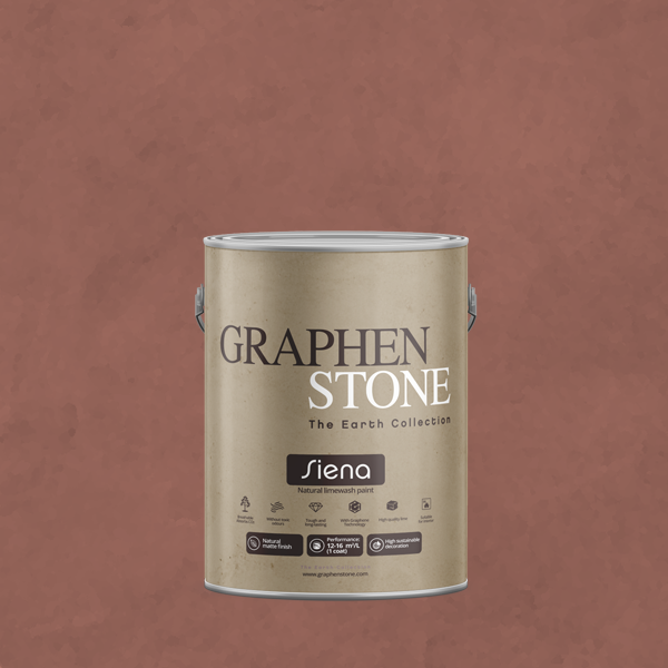 Peinture minérale à la chaux écologique Siena effet texturé pour mur décoratif - Limewash - Brandy Garnet