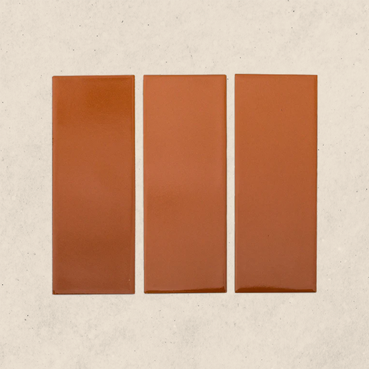 Rectangle Terracotta Tile 2.75" X 8" 100% Natural Terracotta Clay, for Floor Tile - Whiskey