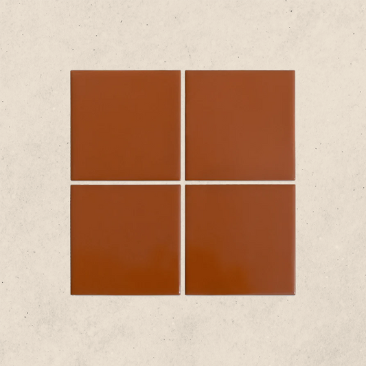 Tuile Terracotta carré 4" X 4" en argile de terre cuite 100% naturelle, pour carrelage - Whiskey