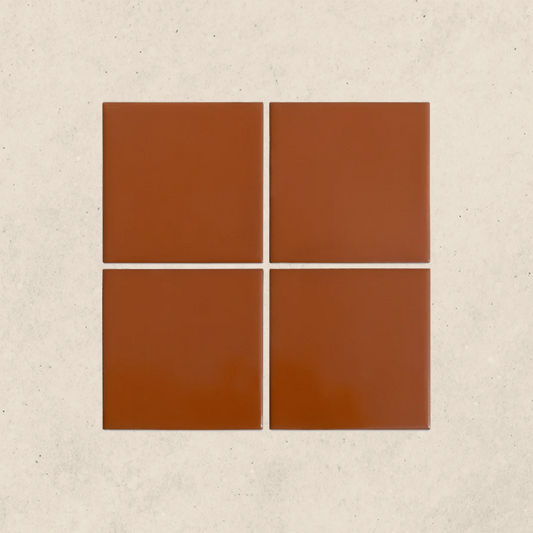 4" X 4" Square Terracotta Tile in 100% Natural Terracotta Clay, for Floor Tile - Whiskey