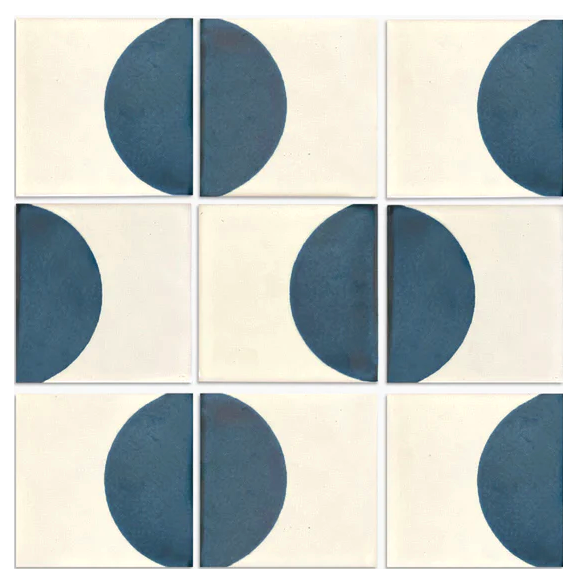 7.5" X 7.5" Patterned Clay Tile, 100% Natural, For Flooring - Emmeline