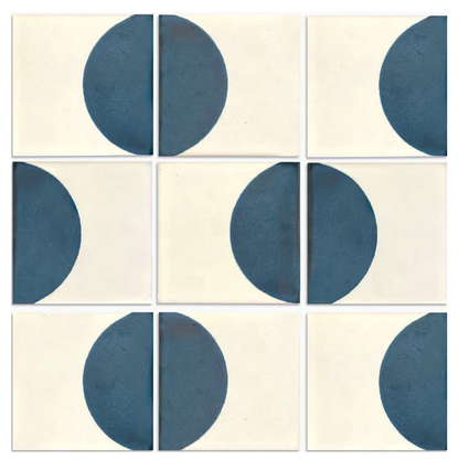 Carreau d'argile à demi-cercle bleu 4" X 4", 100% naturelle, pour carrelage - Modrio
