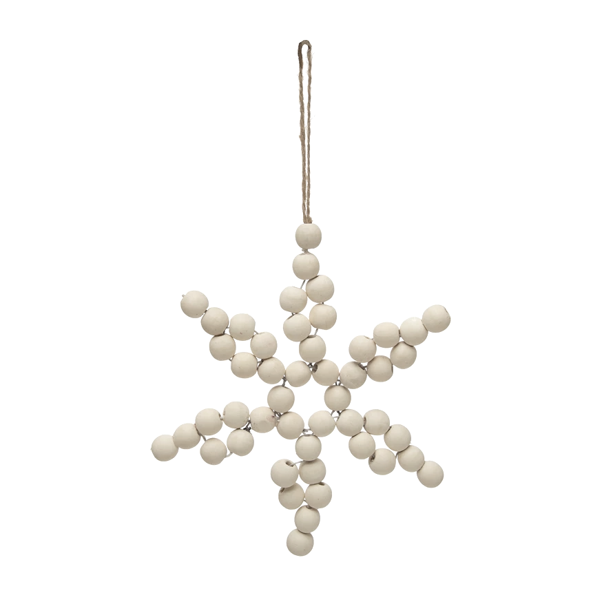 7 1/2" tall paulownia wood bead star ornament