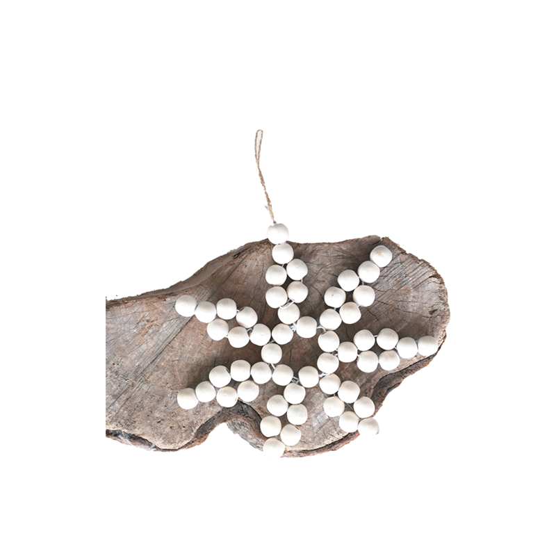 7 1/2" tall paulownia wood bead star ornament