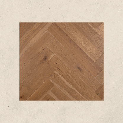 Plancher de bois hickory - planche large 7'' en chevrons - tons brun moyen, traçable, écoresponsable, certifié - Aragon