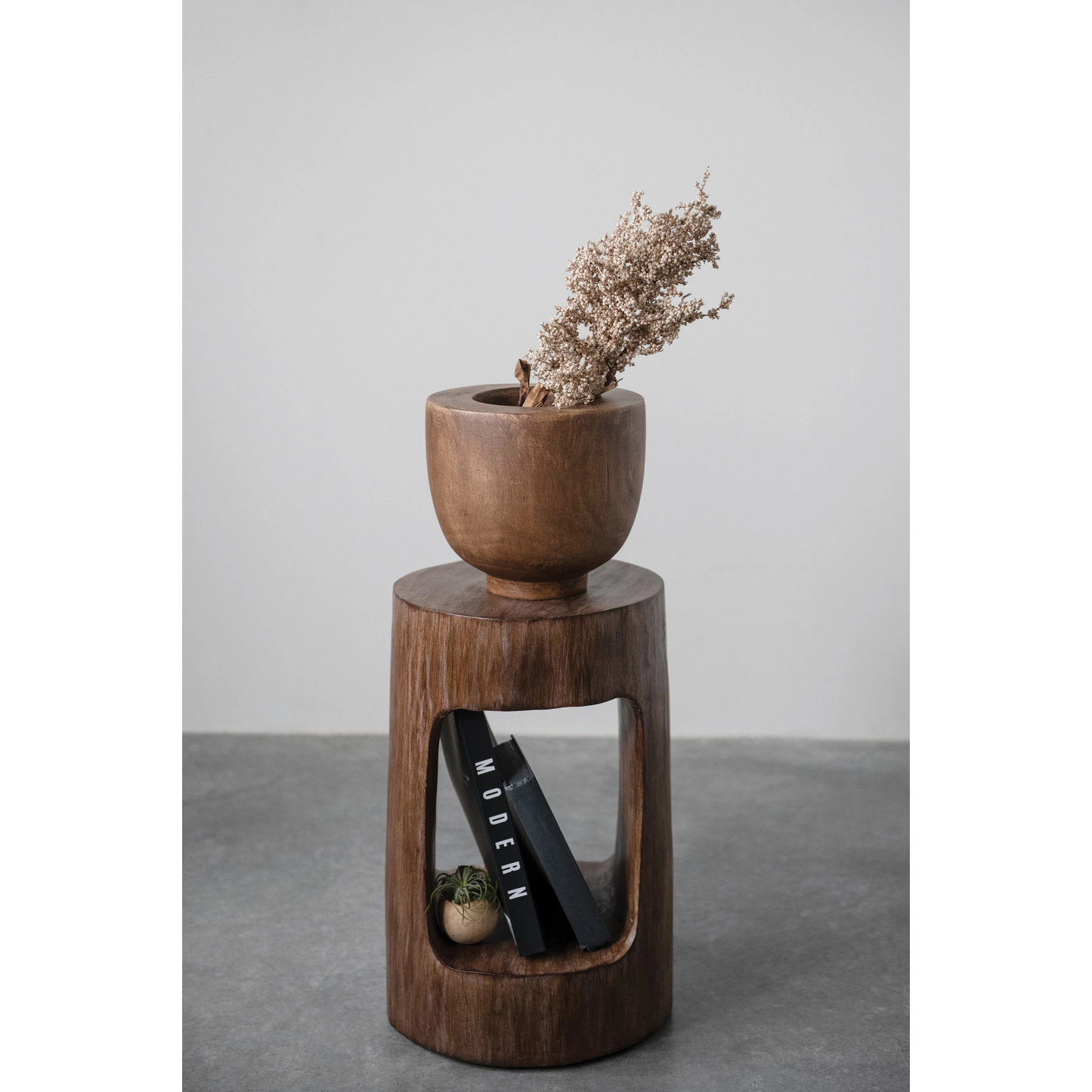 bol-bois-noyer-decoration-fleur
