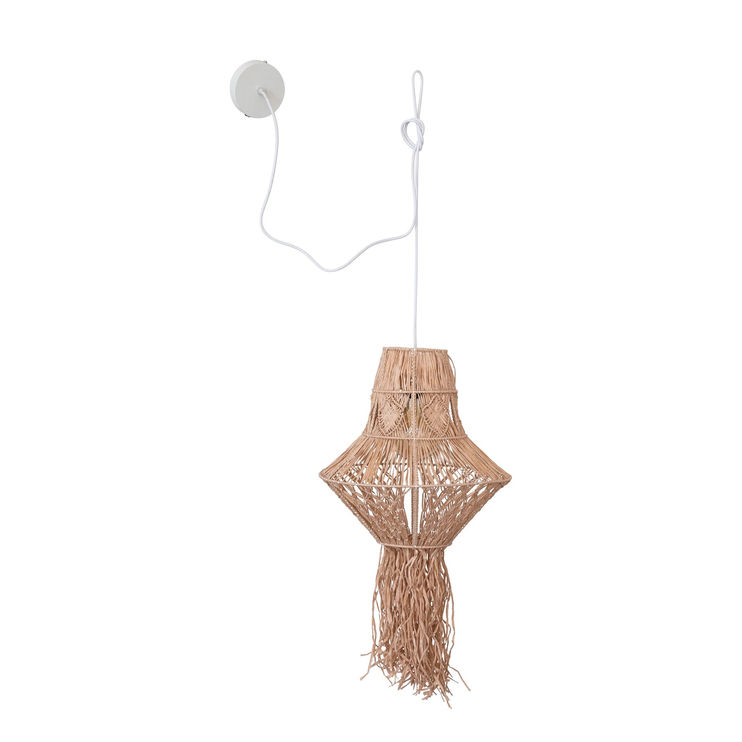 Natural raffia hanging lamp with fringe - Japandi Collection - #2333