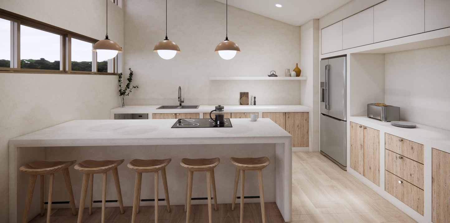 Kitchen design in cellular concrete blocks - Montreal, Quebec