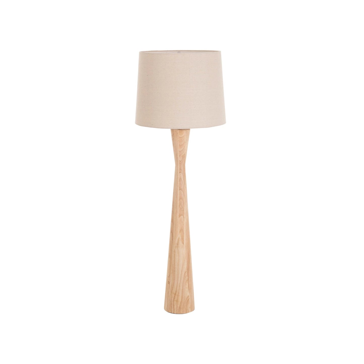 Rubberwood floor lamp with linen shade - Japandi Collection - #8771
