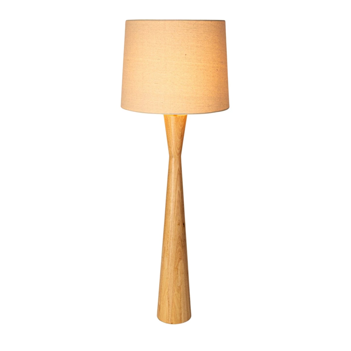 Rubberwood floor lamp with linen shade - Japandi Collection - #8771