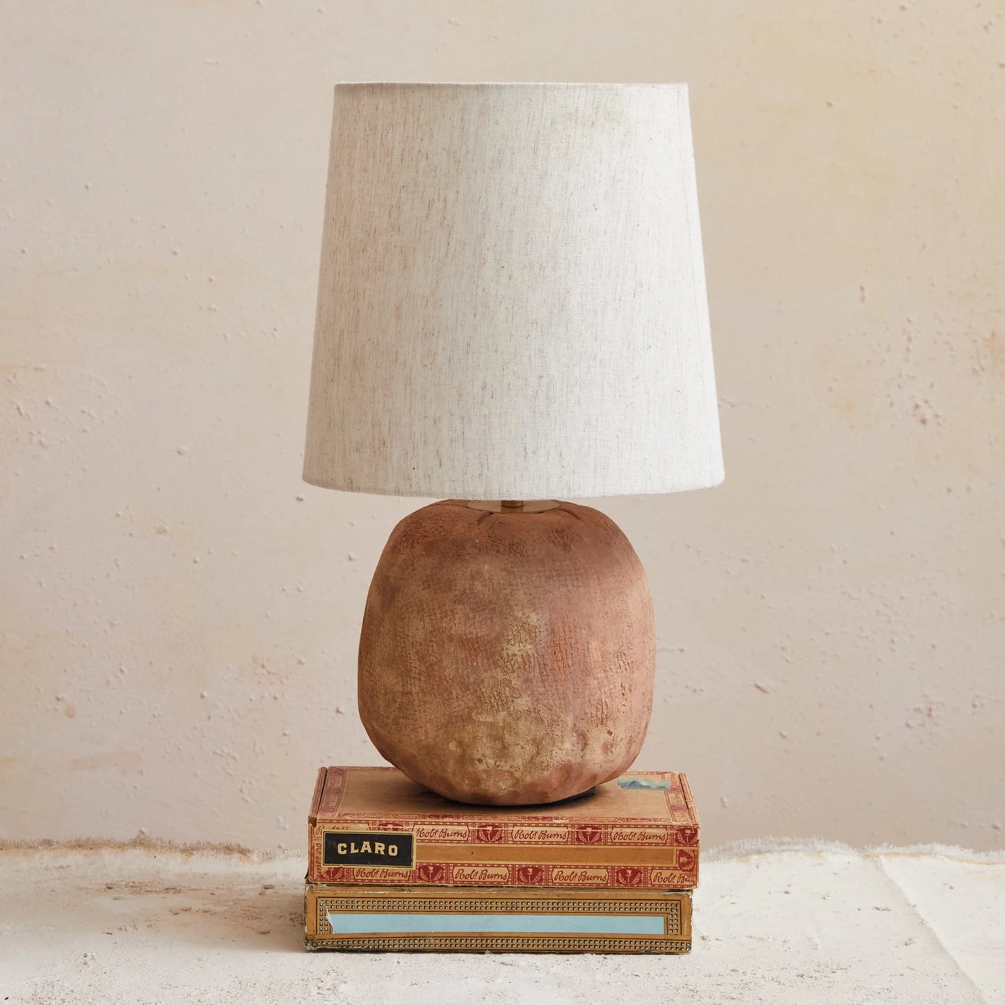 Terracotta table lamp with cotton shade - Terra Collection - #8989