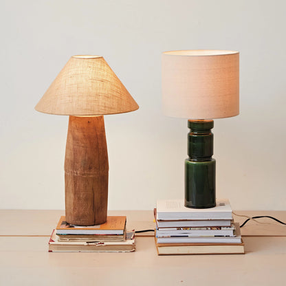 Reclaimed Wood Table Lamp with Jute Shade - Japandi Collection - #8990