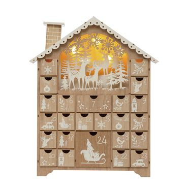 Ecological Advent calendar made of wood and white illuminated - Montreal