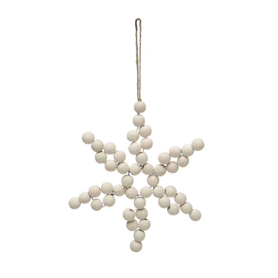 Ornement étoile en perles de bois de paulownia de 7 1/2 po de hauteur