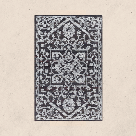 tapis-fleur-motif-ornement-noir-blanc-interieur-decoratif-ecologique
