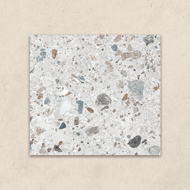 Carreau de porcelaine effet Terrazzo et pierre certifié écologique