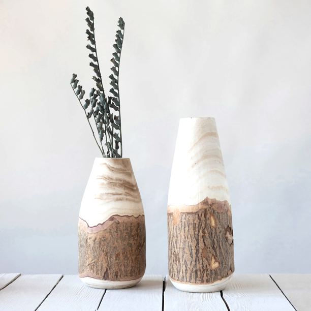 Vase décoratif en bois de paulownia