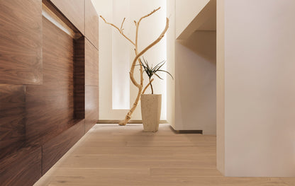 White oak wood flooring - 8'' wide plank - light natural, traceable, eco-responsible, certified - Genoa