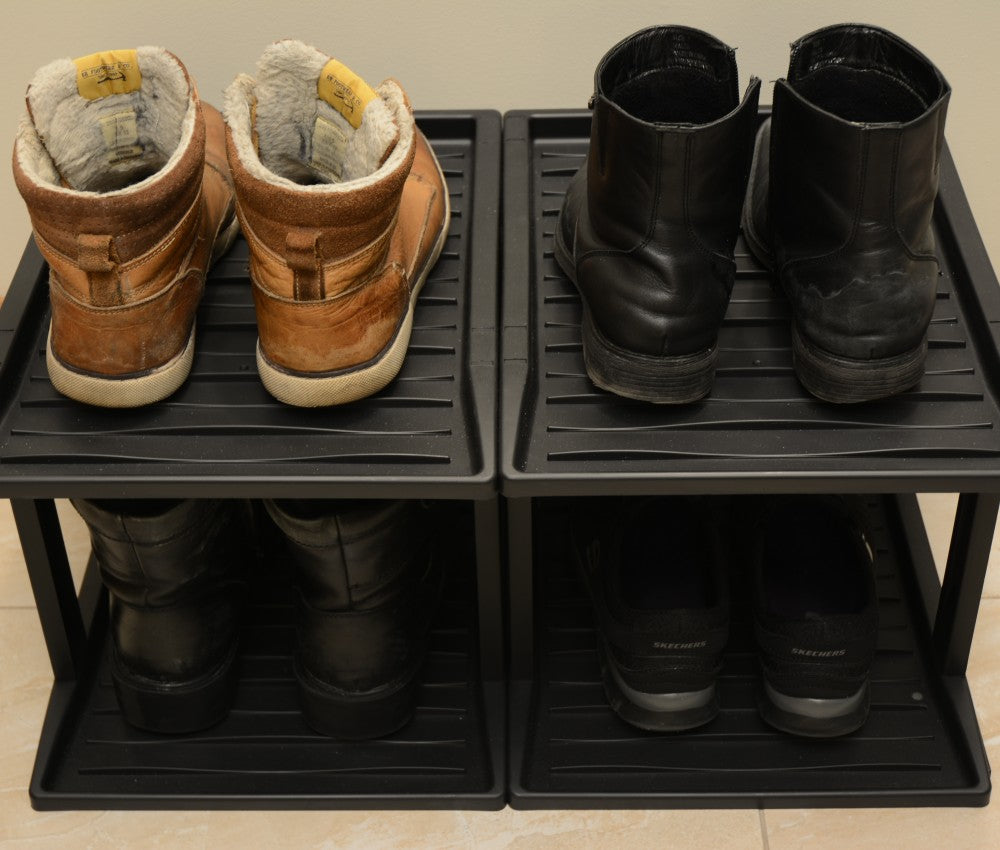 Storage tray for shoes or boots 2 levels, 100% recycled tires